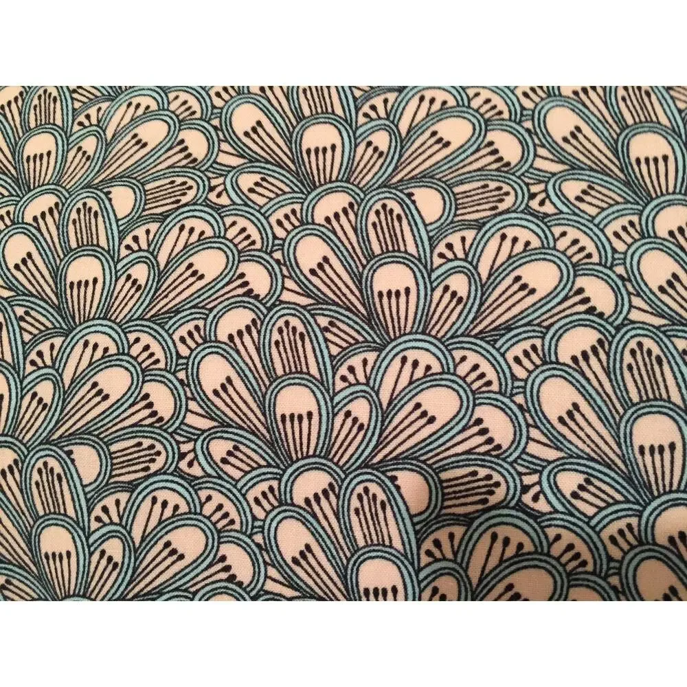 One Handmade Cotton Pillowcase: Abstract Design, Gray and Pink with Floral Band